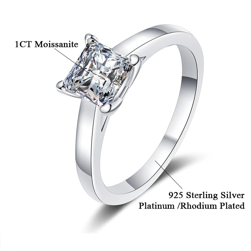 Moissanite Engagement Ring - Princess Cut